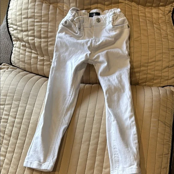 7 For All Man Kind White Denim Toddler Jeans - Picture 1 of 4